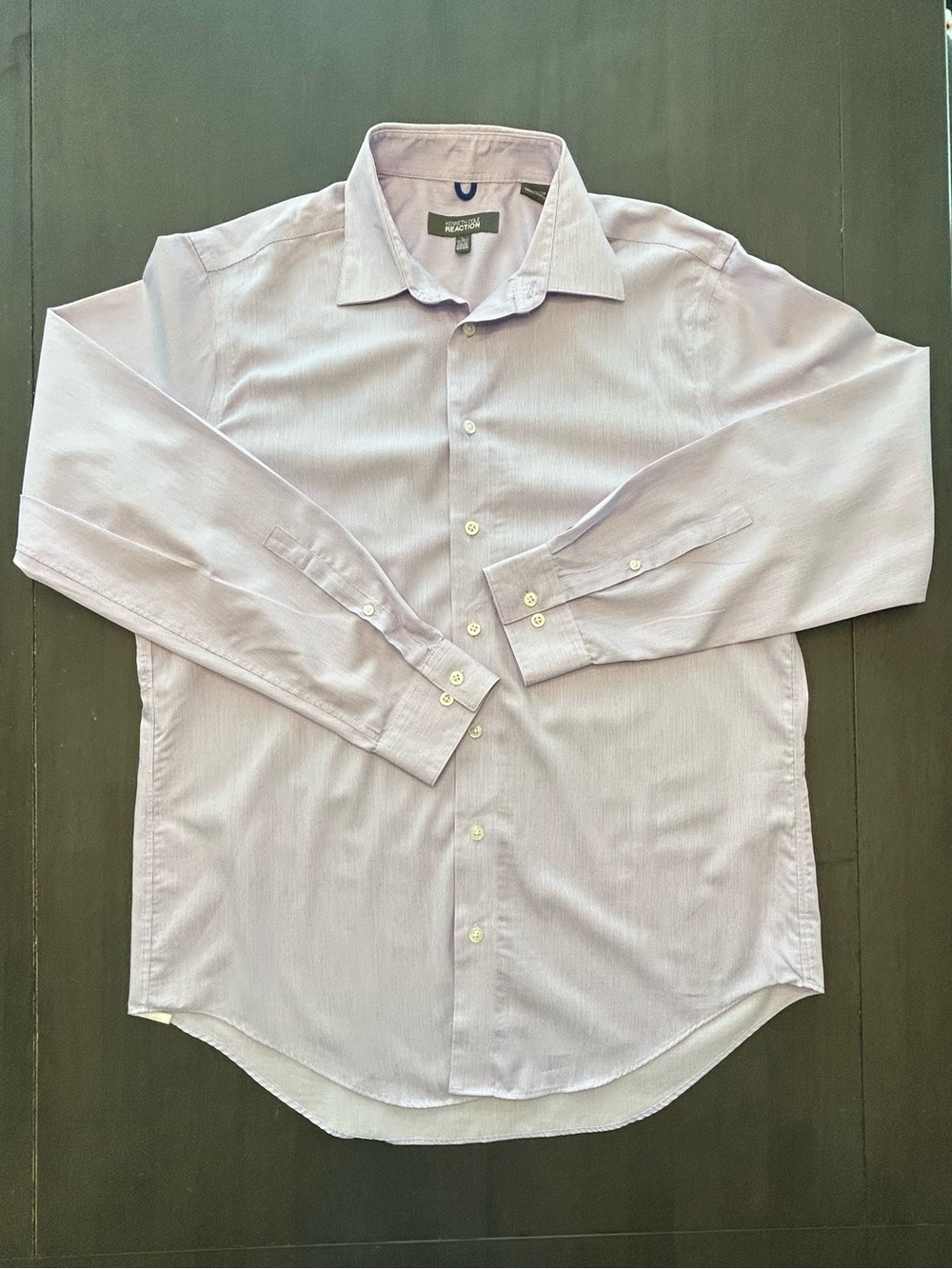 Men’s Kenneth Cole Reactio lavender slim fit no iron dress shirt L 16-16.5 34-35